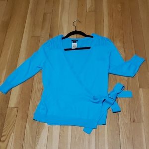 Ann Taylor blue wrap sweater XS